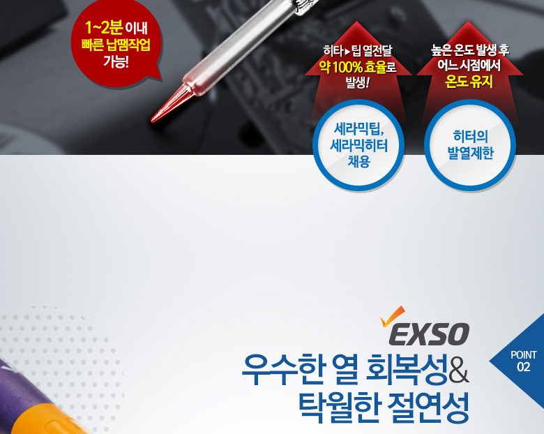 EXSO/엑소 마이크로 세라믹 인두기 EM-2015/EM시리즈/납땜기/용접기/산업용/보급형 - 예스24